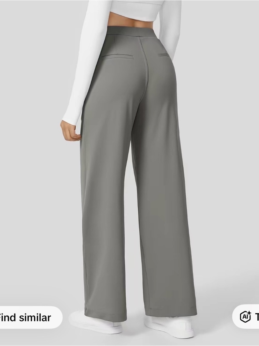 HALARA Wide-Leg High-Rise Trousers in Grey